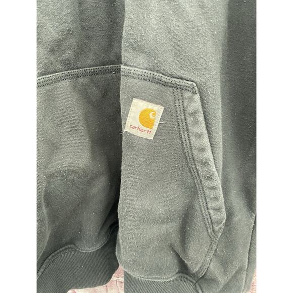 Men’s Carhartt Rain Defender Heavyweight 1/4 Zip Hoodie M Black Loose Fit - Picture 2 of 9